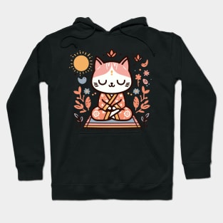 Zen Kitty in Floral Kimono Meditating Cat Hoodie